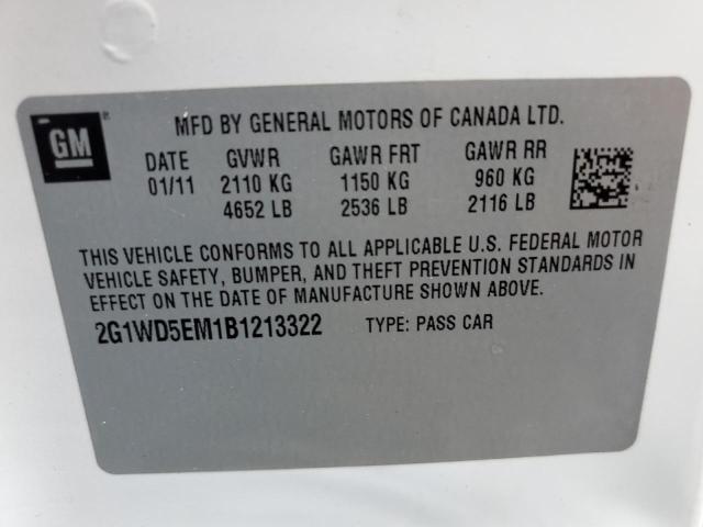 2G1WD5EM1B1213322 - 2011 CHEVROLET IMPALA POL WHITE photo 10