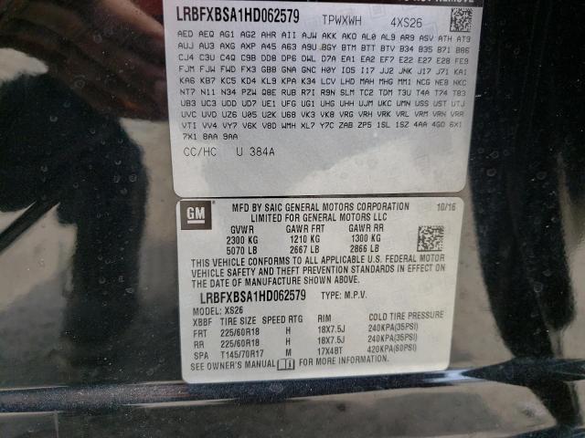 LRBFXBSA1HD062579 - 2017 BUICK ENVISION E BLACK photo 10