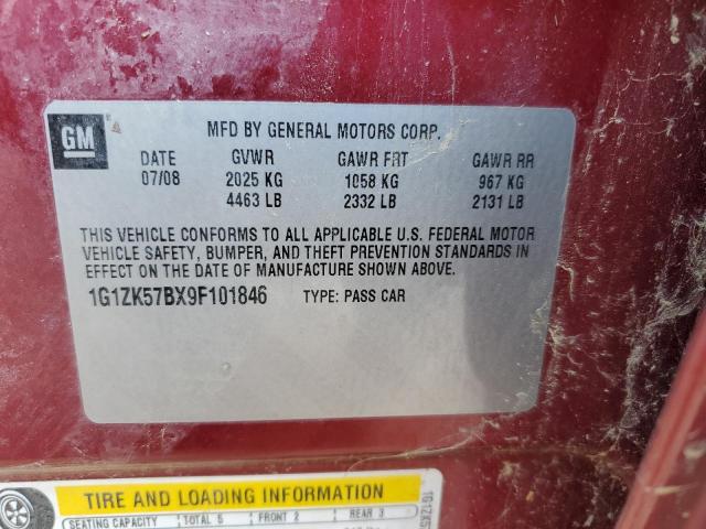 1G1ZK57BX9F101846 - 2009 CHEVROLET MALIBU LTZ წითელი ფოტო 10