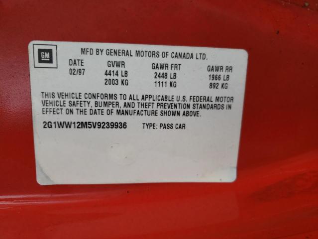 2G1WW12M5V9239936 - 1997 CHEVROLET MONTE CARL წითელი ფოტო 10