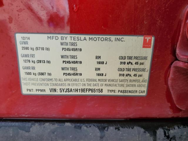 5YJSA1H19EFP65158 - 2014 TESLA MODEL S Qırmızı foto 10