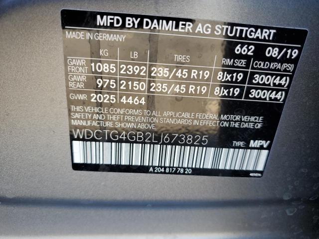 WDCTG4GB2LJ673825 - 2020 MERCEDES-BENZ GLA 250 4M GRAY photo 10