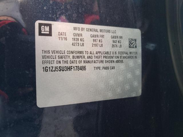 1G1ZJ5SU3HF178486 - 2017 CHEVROLET MALIBU HYB BLUE photo 10