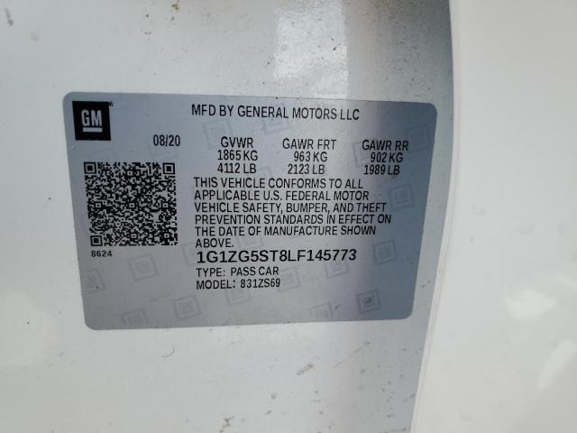 1G1ZG5ST8LF145773 - 2020 CHEVROLET MALIBU RS 白色 照片 10