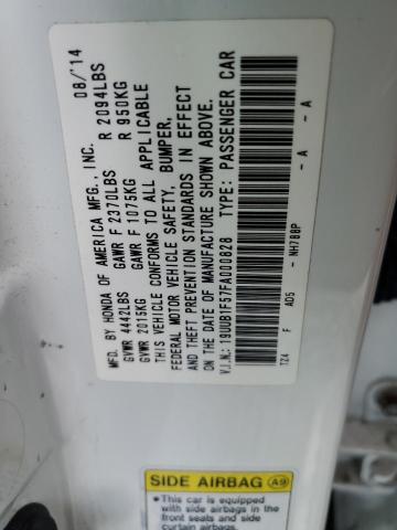 19UUB1F57FA000828 - 2015 ACURA TLX TECH WHITE photo 10