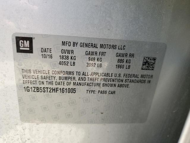 1G1ZB5ST2HF161005 - 2017 CHEVROLET MALIBU LS SILVER photo 10