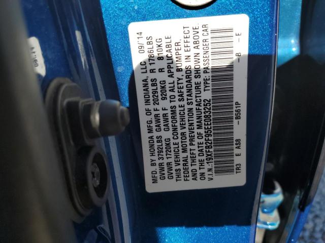 19XFB2F95EE083252 - 2014 HONDA CIVIC EXL 蓝色 照片 10