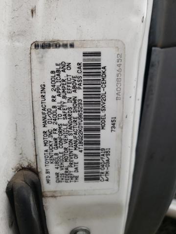 4T1BG22K0YU965293 - 2000 TOYOTA CAMRY CE  photo 10