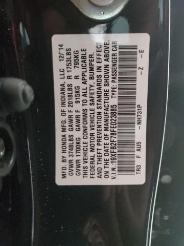 19XFB2F78FE023885 - 2015 HONDA CIVIC SE BLACK photo 10