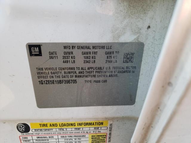 1G1ZE5E19BF396705 - 2011 CHEVROLET MALIBU LTZ თეთრი ფოტო 10