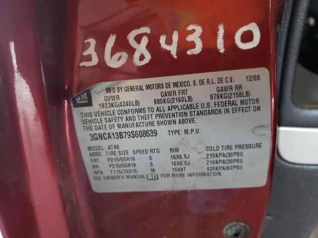 3GNCA13B79S608639 - 2009 CHEVROLET HHR LS RED photo 10