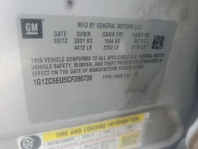 1G1ZC5EU5CF286736 - 2012 CHEVROLET MALIBU 1LT 银色 照片 10