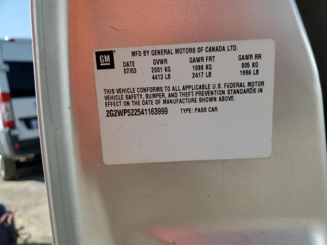 2G2WP522541163999 - 2004 PONTIAC GRAND PRIX SILVER photo 10