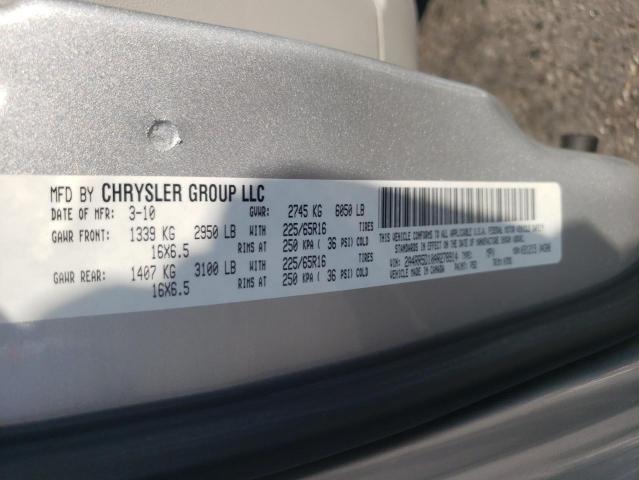 2A4RR5D10AR278914 - 2010 CHRYSLER TOWN & COU SILVER photo 10