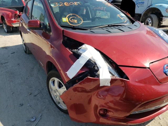 1N4AZ0CP9FC328081 - 2015 NISSAN LEAF S RED photo 9