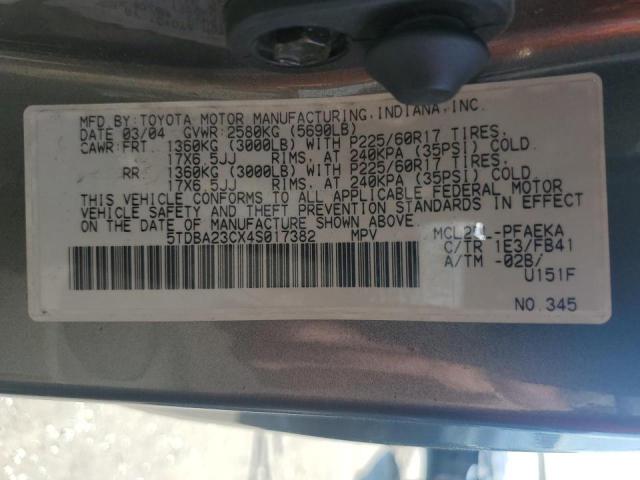 5TDBA23CX4S017382 - 2004 TOYOTA SIENNA LE  photo 10