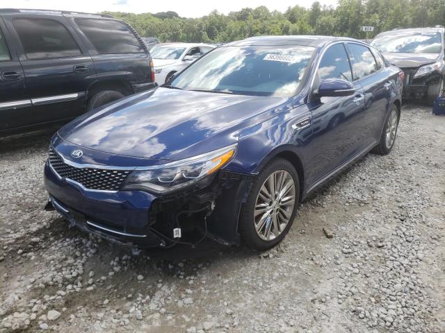 5XXGV4L24HG128644 - 2017 KIA OPTIMA SXL BLUE photo 2