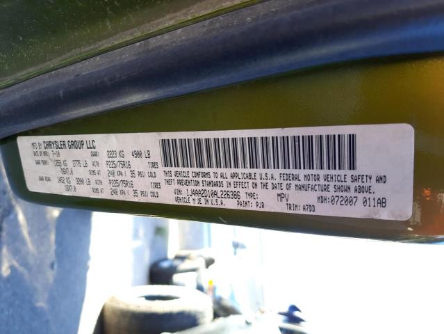 1J4AA2D10AL226386 - 2010 JEEP WRANGLER S GREEN photo 10