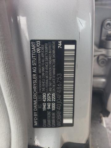 WDBRF40J04F486753 - 2004 MERCEDES-BENZ C 230K SPO SILVER photo 10