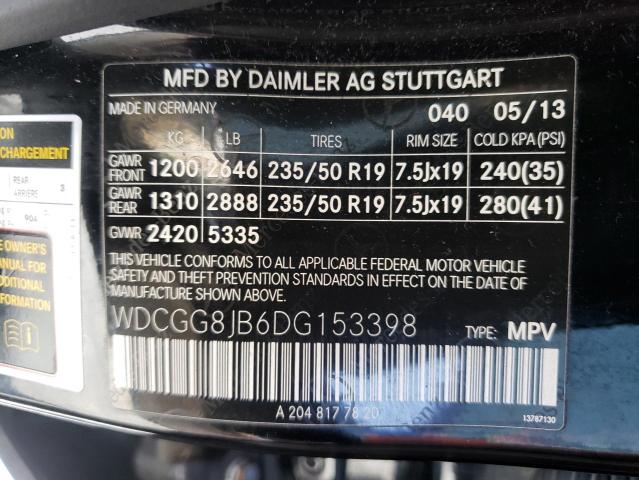 WDCGG8JB6DG153398 - 2013 MERCEDES-BENZ GLK 350 4M BLACK photo 10