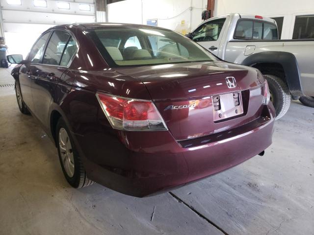 1HGCP26338A040182 - 2008 HONDA ACCORD LX MAROON photo 3