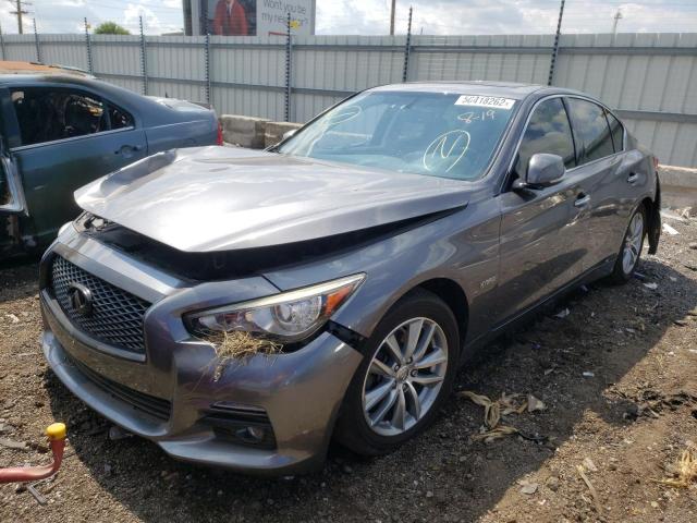 JN1AV7AR4EM702496 - 2014 INFINITI Q50 HYBRID GRAY photo 2