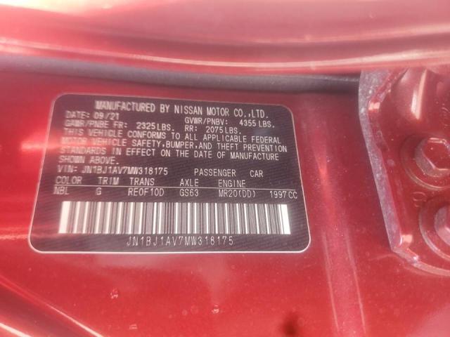 JN1BJ1AV7MW318175 - 2021 NISSAN ROGUE SPOR RED photo 10