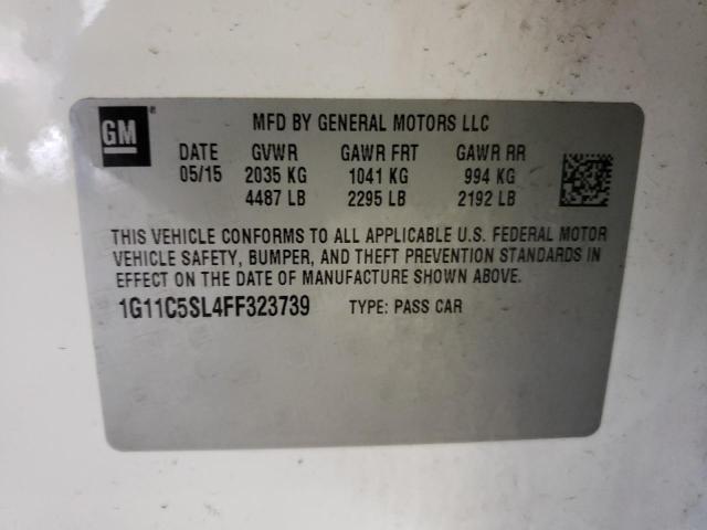 1G11C5SL4FF323739 - 2015 CHEVROLET MALIBU 1LT თეთრი ფოტო 10