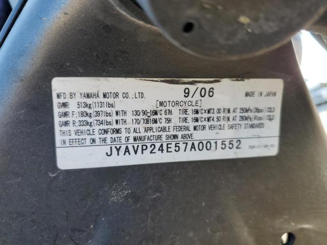 JYAVP24E57A001552 - 2007 YAMAHA XVS1300 A BLUE photo 10