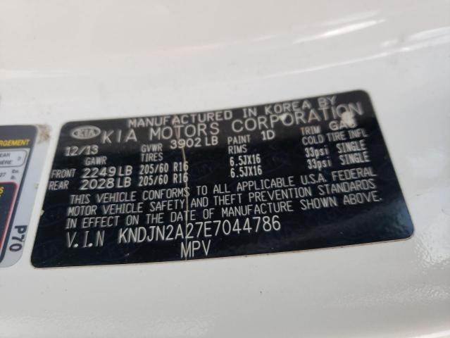 KNDJN2A27E7044786 - 2014 KIA SOUL WHITE photo 10