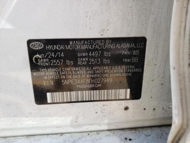 5NPE34AF8FH027949 - 2015 HYUNDAI SONATA SPO WHITE photo 10