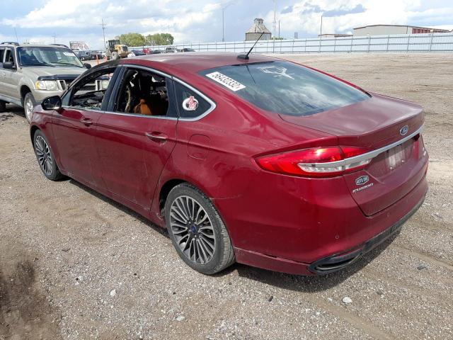 3FA6P0T94HR101348 - 2017 FORD FUSION RED photo 3