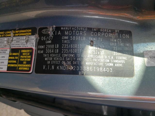 KNDMB233386198403 - 2008 KIA SEDONA BLUE photo 10