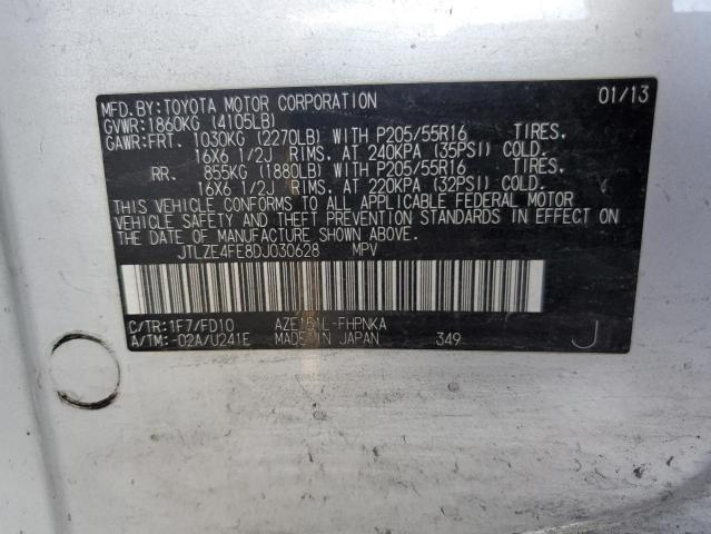 JTLZE4FE8DJ030628 - 2013 TOYOTA SCION XB Silber Foto 10