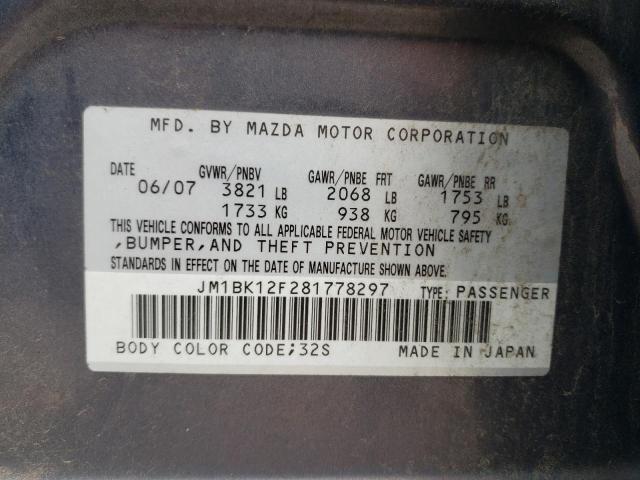 JM1BK12F281778297 - 2008 MAZDA 3 I  photo 10