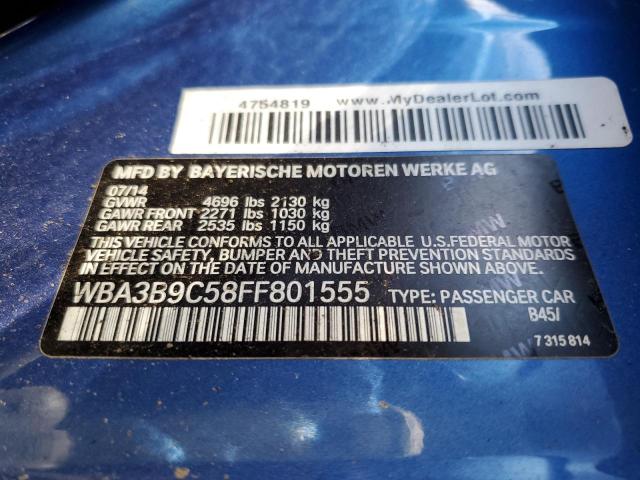 WBA3B9C58FF801555 - 2015 BMW 335 XI BLUE photo 10