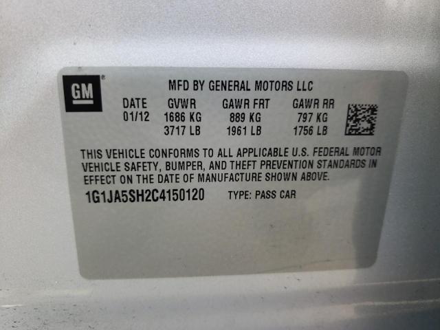 1G1JA5SH2C4150120 - 2012 CHEVROLET SONIC LS SILVER photo 10