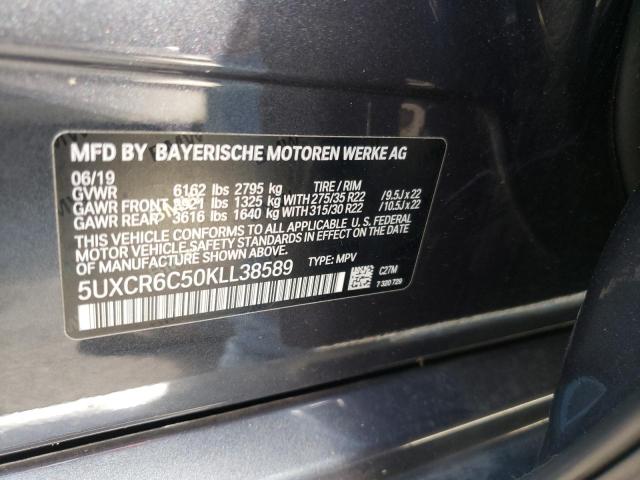 5UXCR6C50KLL38589 - 2019 BMW X5 XDRIVE4 Grau Foto 10