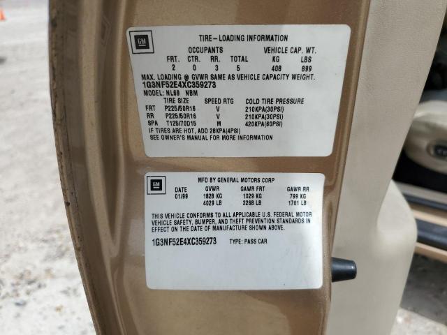 1G3NF52E4XC359273 - 1999 OLDSMOBILE ALERO GLS  照片 10