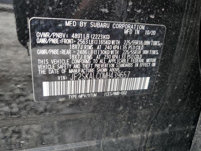 JF2SKALC0MH439657 - 2021 SUBARU FORESTER S BLACK photo 10