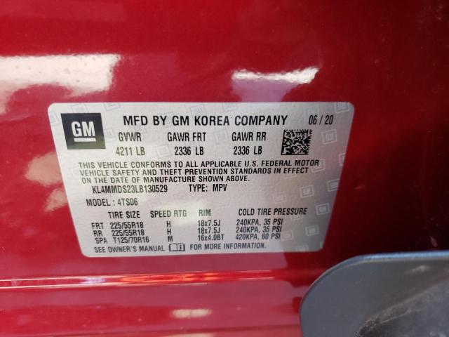 KL4MMDS23LB130529 - 2020 BUICK ENCORE GX RED photo 10