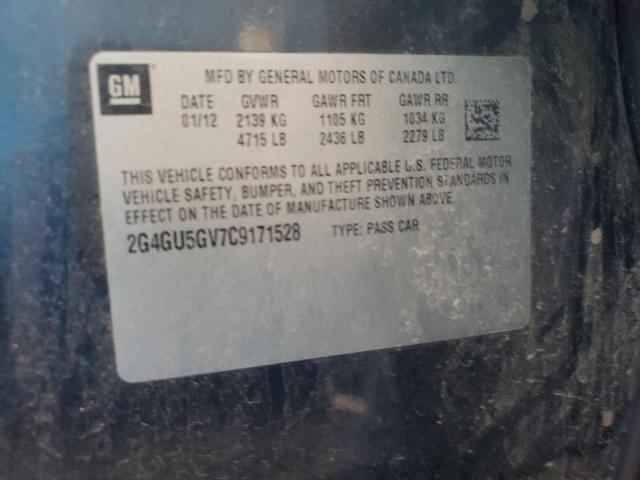 2G4GU5GV7C9171528 - 2012 BUICK REGAL PREM CHARCOAL photo 10