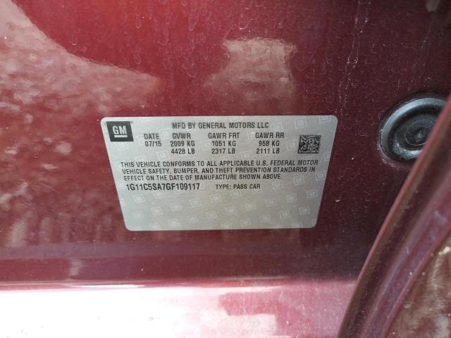 1G11C5SA7GF109117 - 2016 CHEVROLET MALIBU LIM 栗色 照片 10