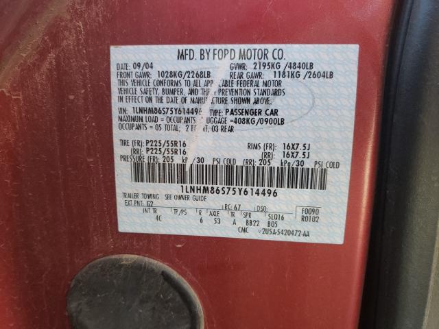 1LNHM86S75Y614496 - 2005 LINCOLN LS 红色 照片 10