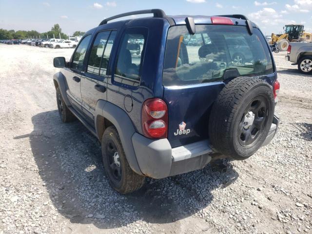 1J4GK48K75W665319 - 2005 JEEP LIBERTY SP BLUE photo 3