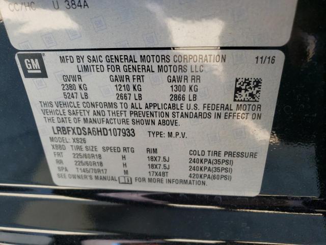 LRBFXDSA6HD107933 - 2017 BUICK ENVISION E შავი ფოტო 10