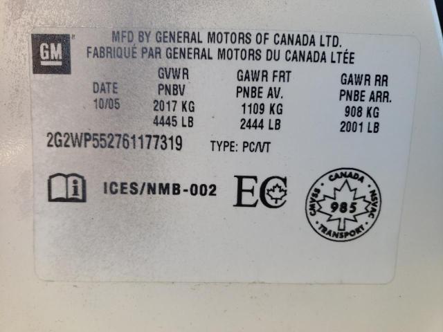 2G2WP552761177319 - 2006 PONTIAC GRAND PRIX WHITE photo 10