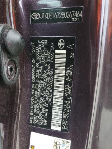 JTKDE167280267464 - 2008 TOYOTA SCION TC იასამნისფერი ფოტო 10