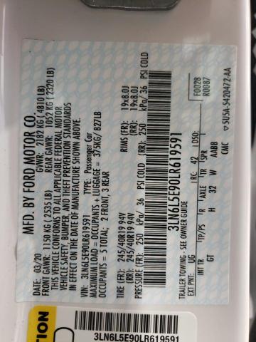 3LN6L5E90LR619591 - 2020 LINCOLN MKZ RESERVE  ფოტო 10