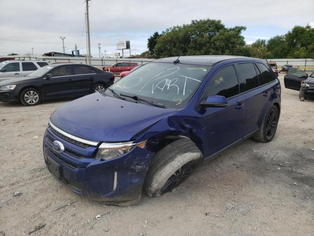 2FMDK4JC2DBA09245 - 2013 FORD EDGE SEL BLUE photo 2